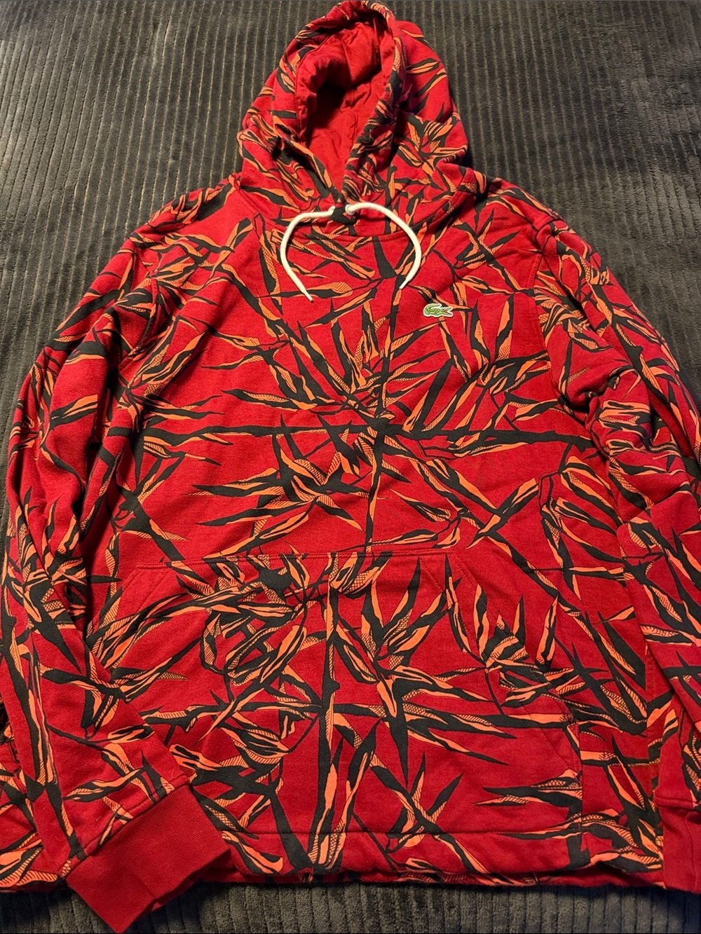 Lacoste Red & Black Printed Hoodie